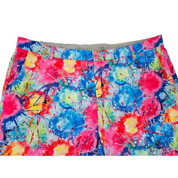 HRESKI Golf Shorts Mens 44 Colorful Splatter Loud Print Tech Performance Flex - Picture 13 of 14
